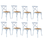 Kit 8 Cadeiras Katrina X Branca Assento Bege Aço New Green