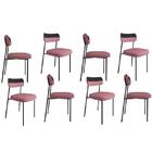 Kit 8 Cadeiras Mila Laminado Preto/linho Rosa - Fdecor