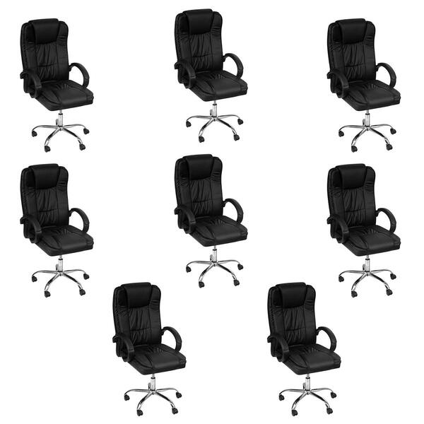 Kit 8 Cadeiras Office Monaco Base Rodizios