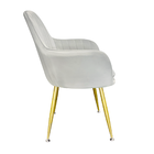 Kit 8 Cadeiras Poltrona Lines Com Pés Dourados Suede Cinza
