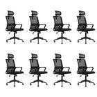 Kit 8 Cadeiras Presidente Giratória Tela Mesh Com Relax Tokyo