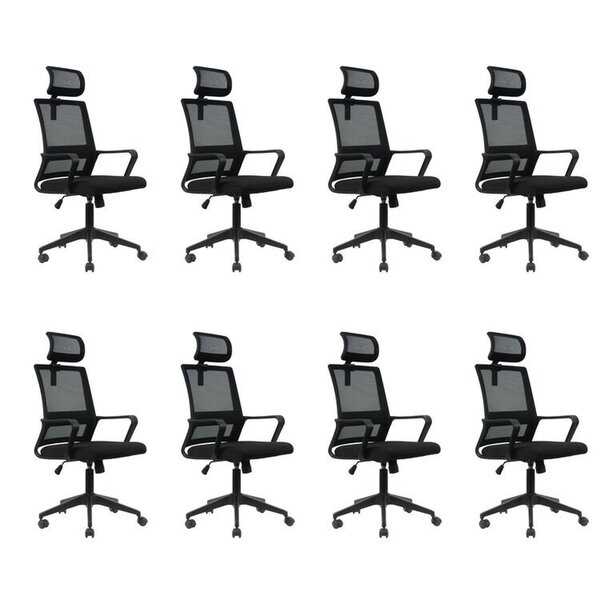Kit 8 Cadeiras Presidente Giratória Tela Mesh Com Relax Tokyo