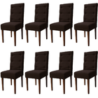 Kit 8 Cadeiras Sala De Jantar Estofadas Eloísa Veludo Marrom