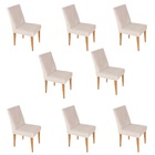 Kit 8 Cadeiras Sala De Jantar Monica Veludo Bege Moderna