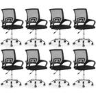 Kit 8 Cadeiras Secretária Office Base Giratória Em Tela Mesh