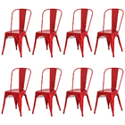 Kit 8 Cadeiras Tolix Iron Design Vermelha Aço Industrial Sala