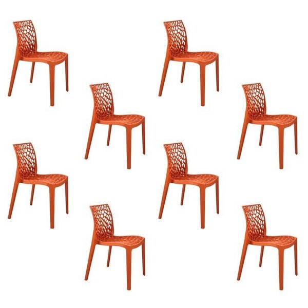 Kit 8 Cadeiras Vazada Em Polipropileno Gruvyer Espresso Móvei