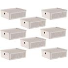 Kit 8 Caixas Organizadoras 5,4l Flow Bege Com Tampa Empilháve