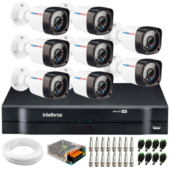 Kit 8 Câmeras De Segurança 1120 Vhc Dvr Intelbras