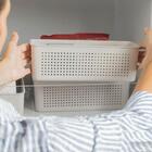 Kit 8 Cestos Caixa Organizadora 3l Flow Bege 27x12x9cm Close