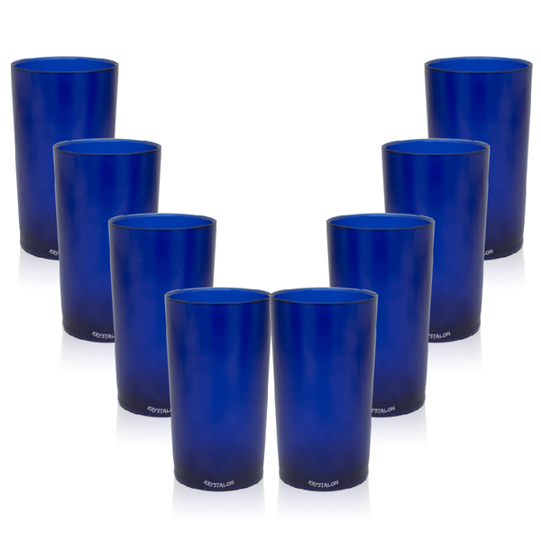 Kit 8 Copos Long Drink 280ml Azul - Policarbonato Texturizado