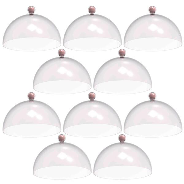 Kit 8 Cúpulas Plásticas 30cm Rosa Para Bolo Torta Doces Hotel