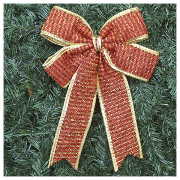 Kit 8 Enfeite Árvore Natal Laço Vermelho E Dourado 30 Cm