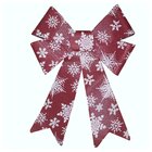 Kit 8 Enfeite Árvore Natal Laço Vermelho Flocos De Neve 32 Cm