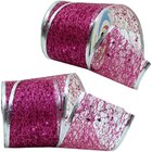 Kit 8 Fitas Aramadas Gliter Rosa Prata Natalino 6,3cm 2,7m