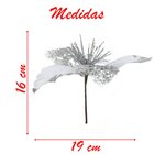 Kit 8 Flor De Natal Prata Artificial Com Brilho 19cm