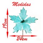 Kit 8 Flores Decoração Natal Artificial Brilho Azul 19cm