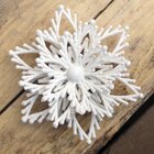 Kit 8 Flores Natal Com Glitter Branco Enfeite Natalino 10cm