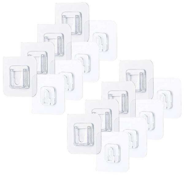 Kit 8 Ganchos Adesivo De Encaixe Transparente Multiuso
