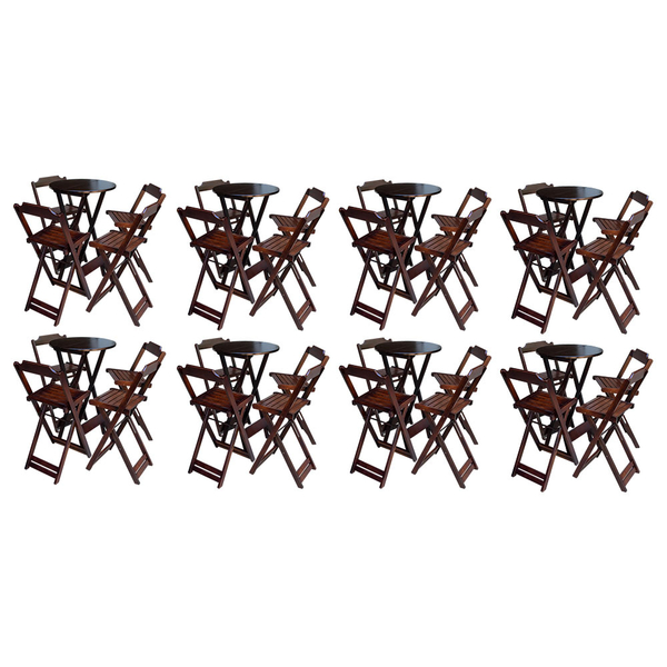 Kit 8 Jogos De Mesa Bistrô De Madeira Com 4 Cadeiras Dobravel