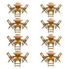 Kit 8 Jogos De Mesa Dobravel Com 4 Cadeiras Tampo Redondo 70x