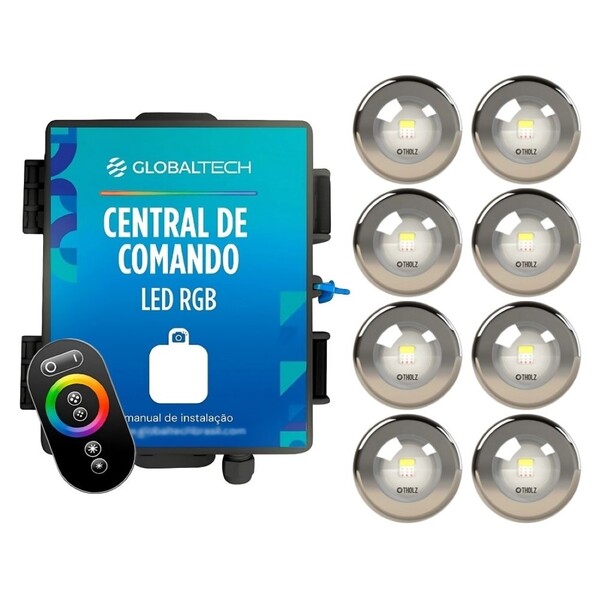 Kit 8 Led Rgb 7 5w Inox Piscina Tholz + Central Globaltech | Leroy Merlin