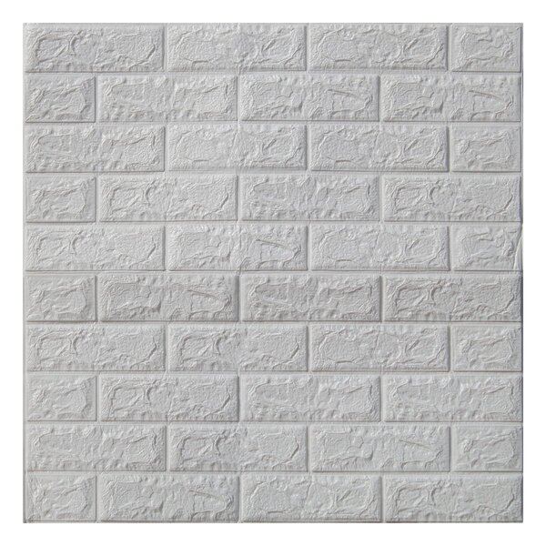 Kit 8 Painel 3d Adesivo Tijolinho Branco Alto Relevo 70x80cm