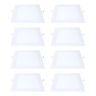 Kit 8 Painel Led Embutir Quadrado 18w 3000k 22x22cm Avant