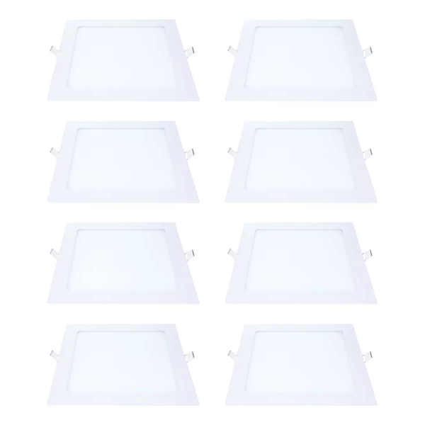 Kit 8 Painel Led Embutir Quadrado Luz Neutra 6500k 24w 29cm