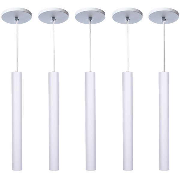 Kit 8 Pendente Luminária Tubo Branco 30 Cm