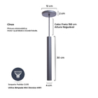 Kit 8 Pendente Luminária Tubo Cinza 30 Cm