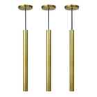 Kit 8 Pendente Luminária Tubo Dourado 50 Cm + Lâmpada Led Bra