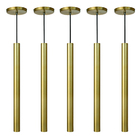 Kit 8 Pendente Luminária Tubo Dourado 50 Cm + Lâmpada Led Bra