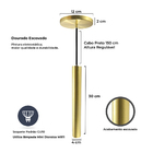 Kit 8 Pendente Luminária Tubo Dourado Escovado 30 Cm + Led Lâ
