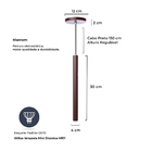 Kit 8 Pendente Luminária Tubo Marrom 30 Cm + Lâmpada Led Bran