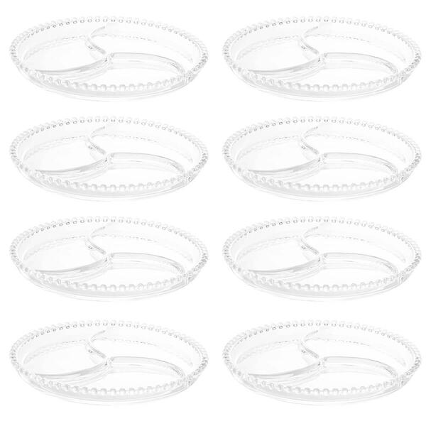 Kit 8 Petisqueiras De Cristal 23cm Wolff Pearl 3 Divisórias D