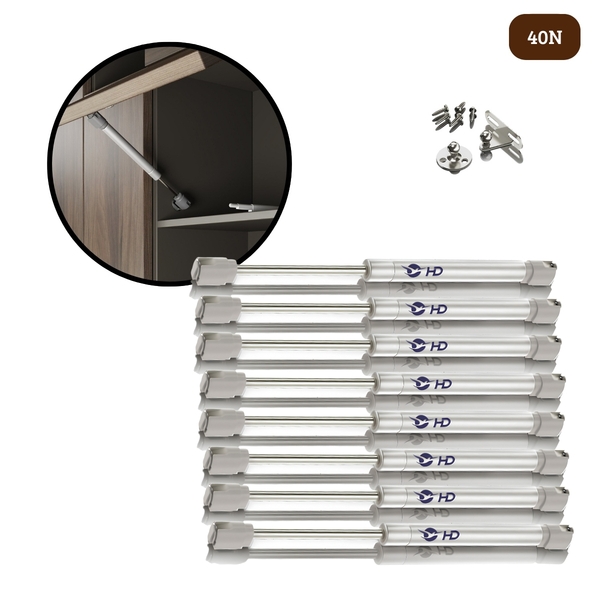 Kit 8 Pistão À Gás Com Amortecedor Para Armário Cozinha 40n
