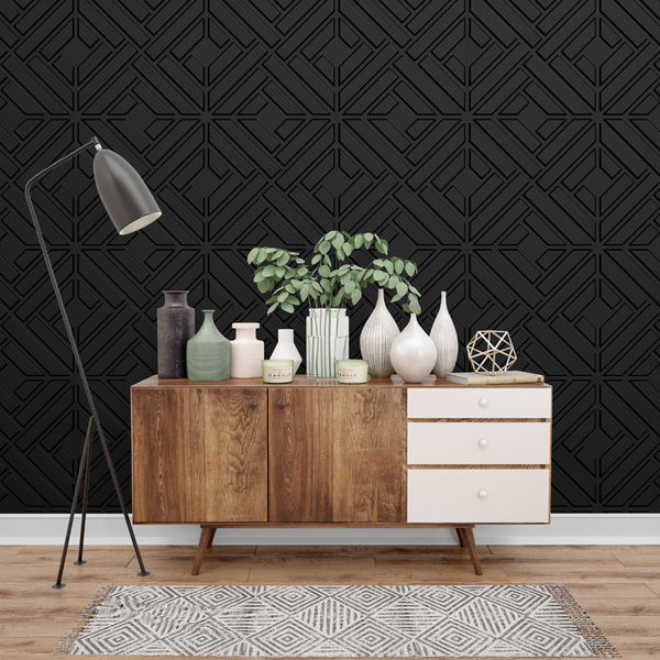 Kit 8 Placas 3d Pvc Preto Decoração Revestimento Premium De P