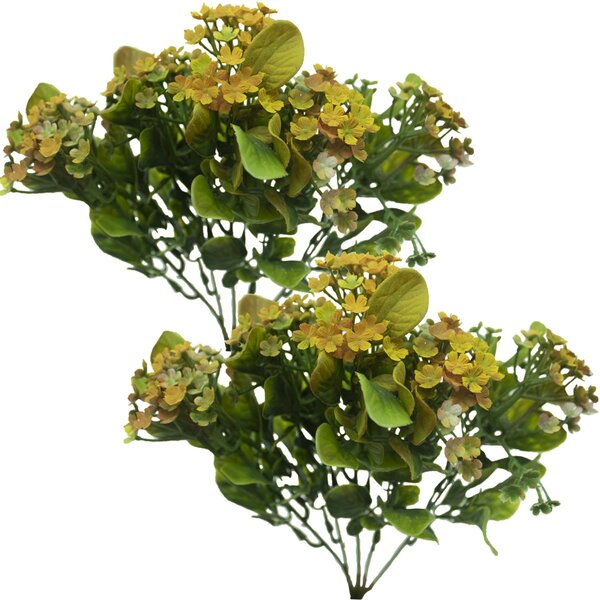 Kit 8 Plantas Kalanchoe Artificial Flor Amarelo Jardim 30cm