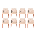 Kit 8 Poltronas Costura Capitonê Sala Espera Escritório - Bege