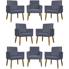 Kit 8 Poltronas Decorativas Para Sala Mari Suede Cores Pé Pal