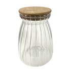 Kit 8 Pote Hermético Com Tampa Bambu Recipiente Vidro 1litro