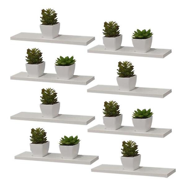 Kit 8 Prateleira Branca Mdf 60 X 20cm Suporte Invisível