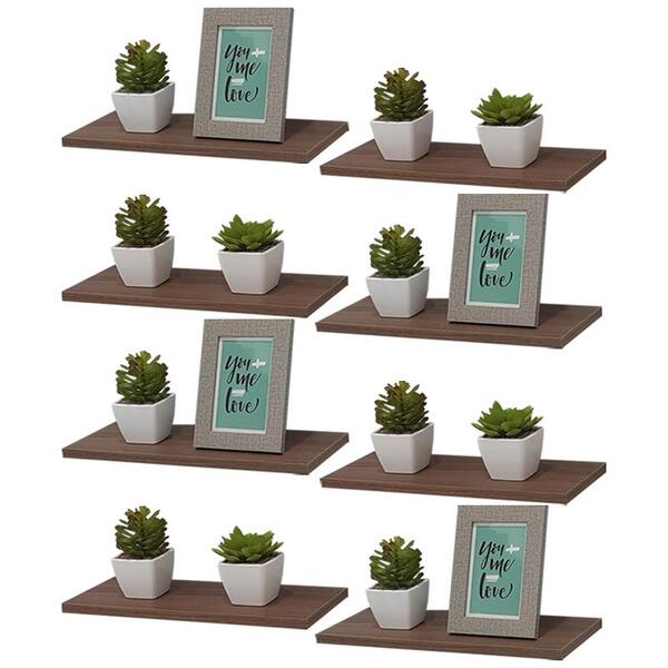 Kit 8 Prateleiras 30 X 15cm Nogal Suporte Invisível