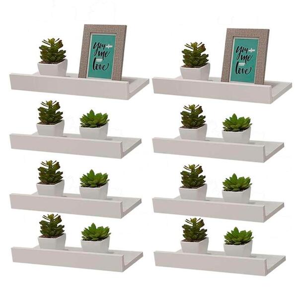 Kit 8 Prateleiras Porta Quadros 40 X 10cm Branca Suporte Invi