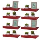 Kit 8 Prateleiras Porta Quadros 40 X 15cm Vermelha Suporte In