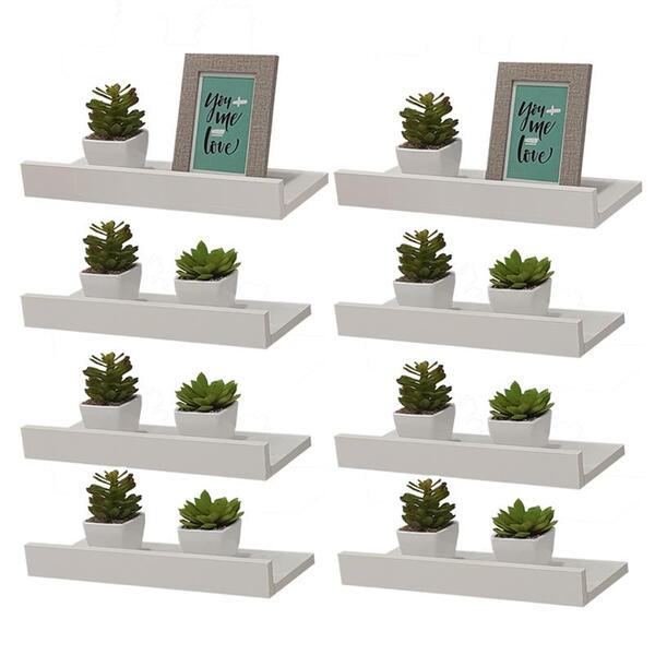 Kit 8 Prateleiras Porta Quadros 50 X 10cm Branca Suporte Invi