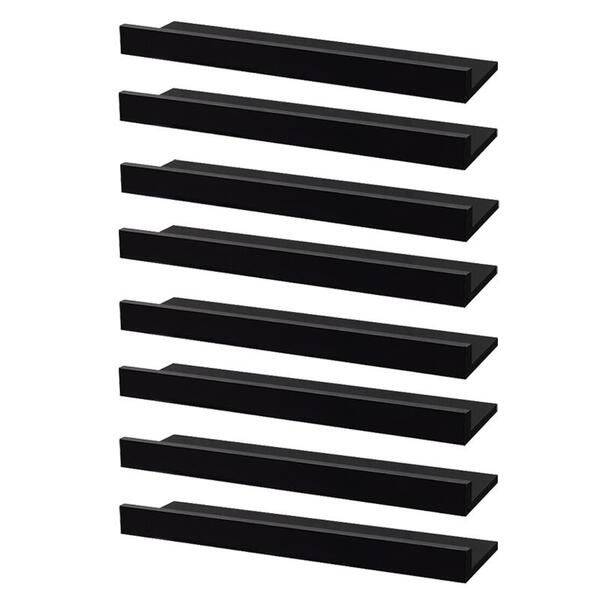 Kit 8 Prateleiras Porta Quadros 50 X 10cm Preta Suporte Invis