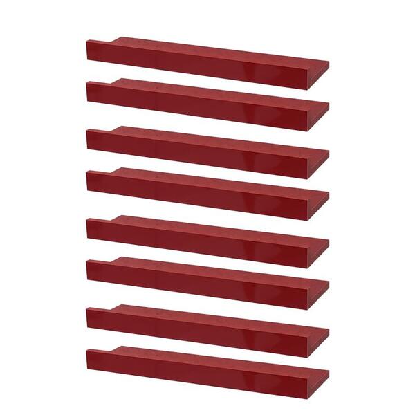 Kit 8 Prateleiras Porta Quadros 50 X 10cm Vermelha Suporte In