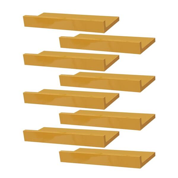 Kit 8 Prateleiras Porta Quadros 60 X 15cm Amarela Suporte Inv